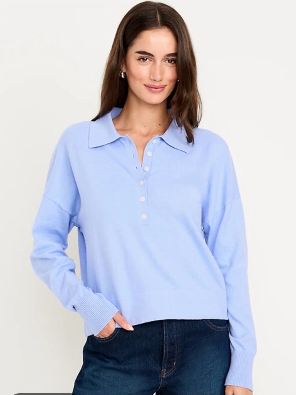 Old Navy Light Blue Polo Knit Pullover